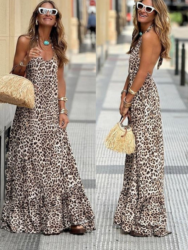 Ellaria – Lässiges Maxikleid Mit Leoparden Muster