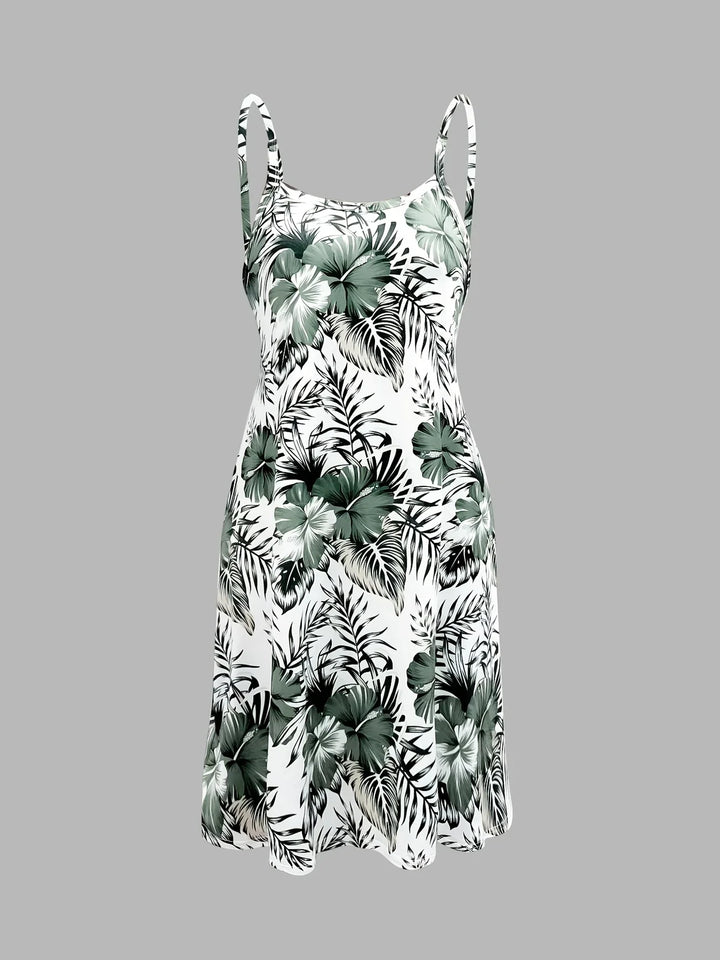 Elfi – Ärmelloses Kleid Mit Blattprint