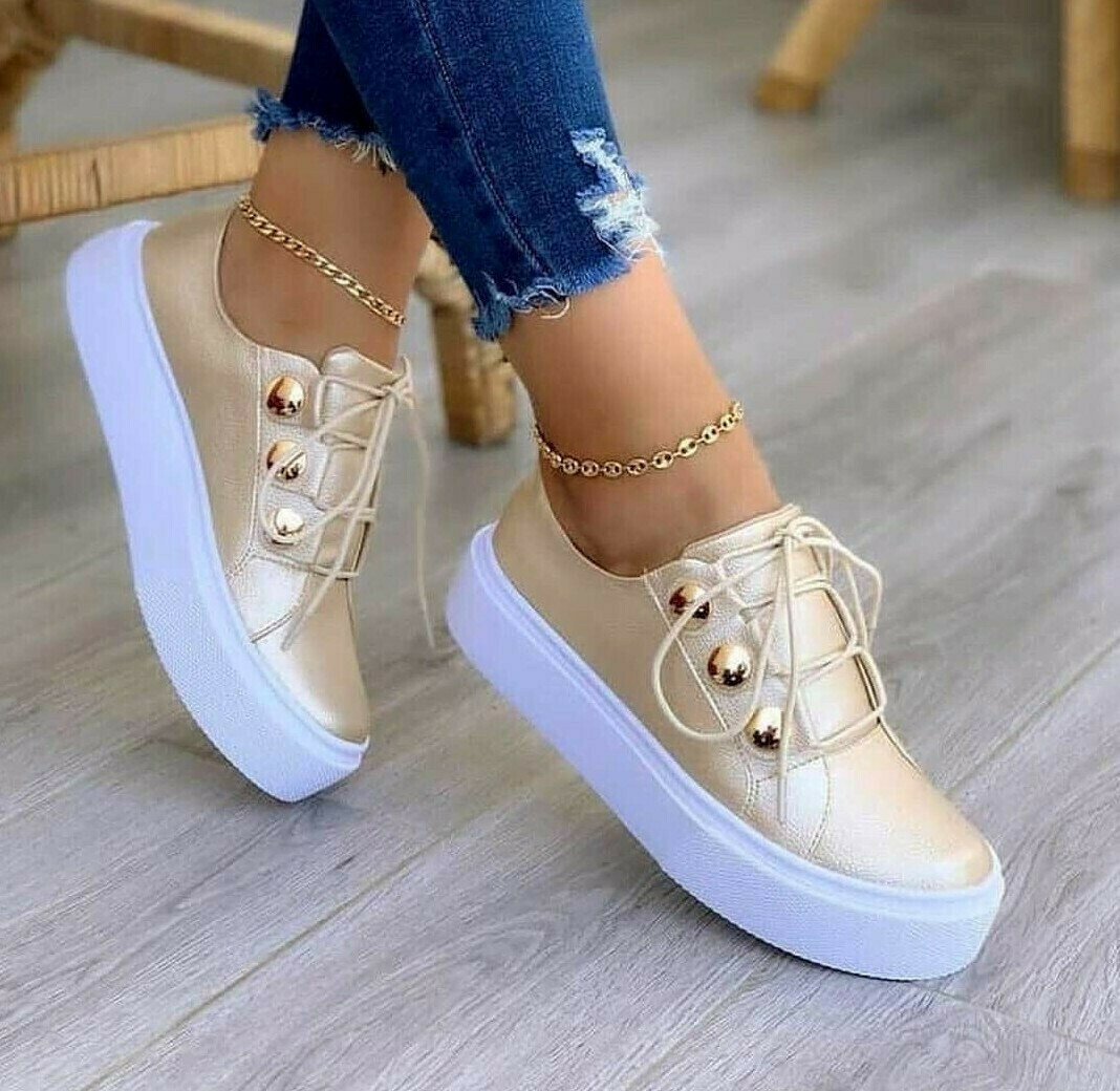 Olga™ - Gold Nieten Turnschuhe