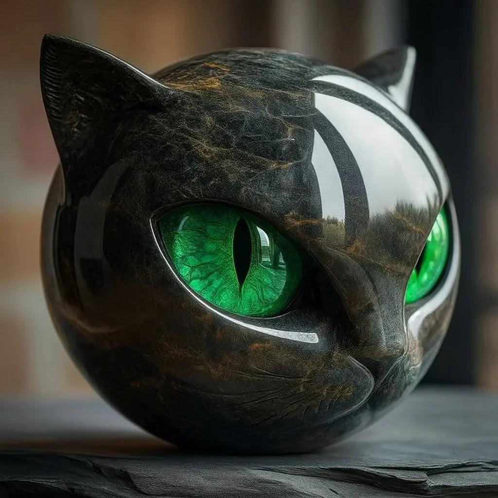 NyxCharm – Skulptur Einer Mystischen Schwarzen Katze