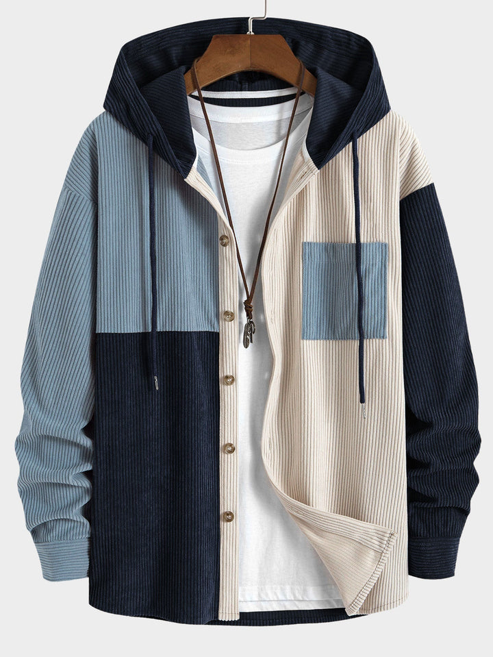 Elonzo – Colorblock Kapuzenpullover Aus Cord