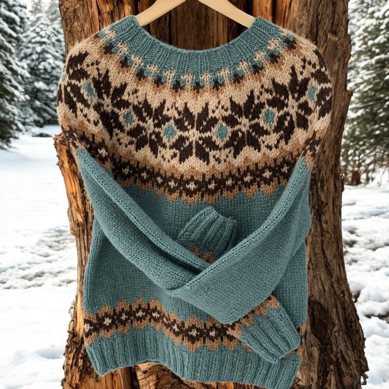 Ila – Isländischem Jacquard Strick Vintage Pullove