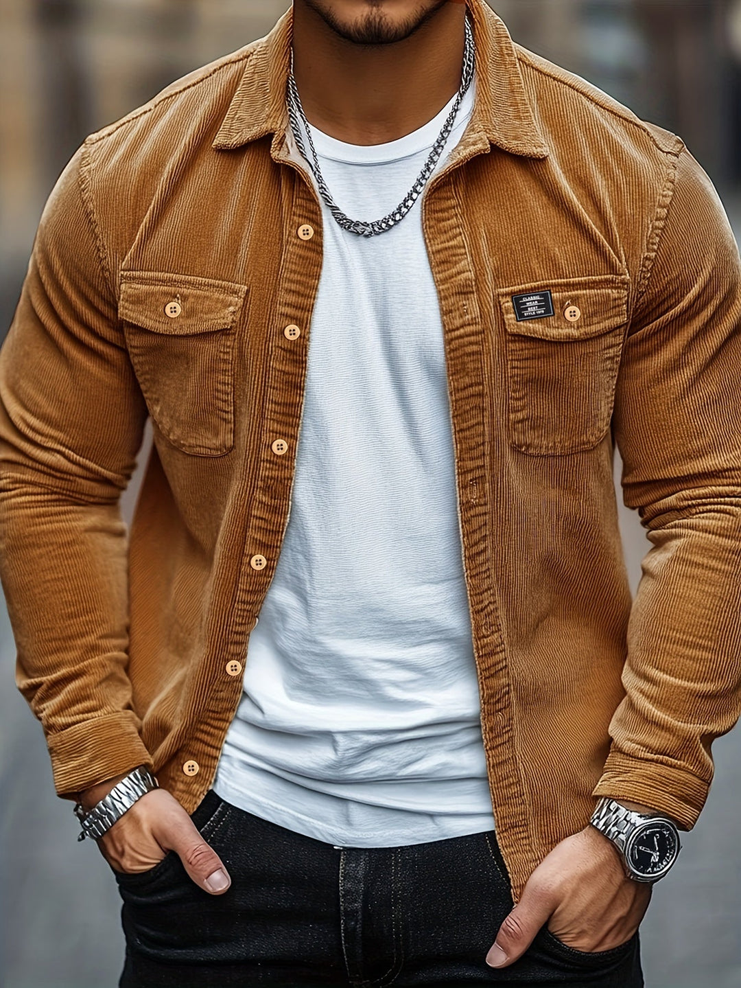 Felipe - Lässiges Hemd Aus Kord Mit Knöpfen