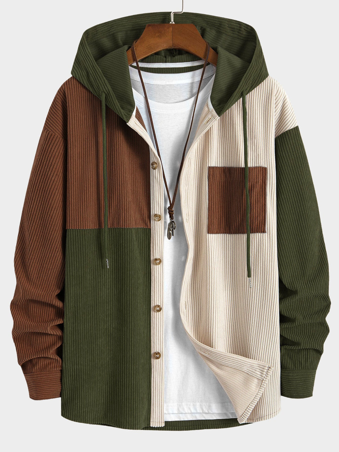 Elonzo – Colorblock Kapuzenpullover Aus Cord