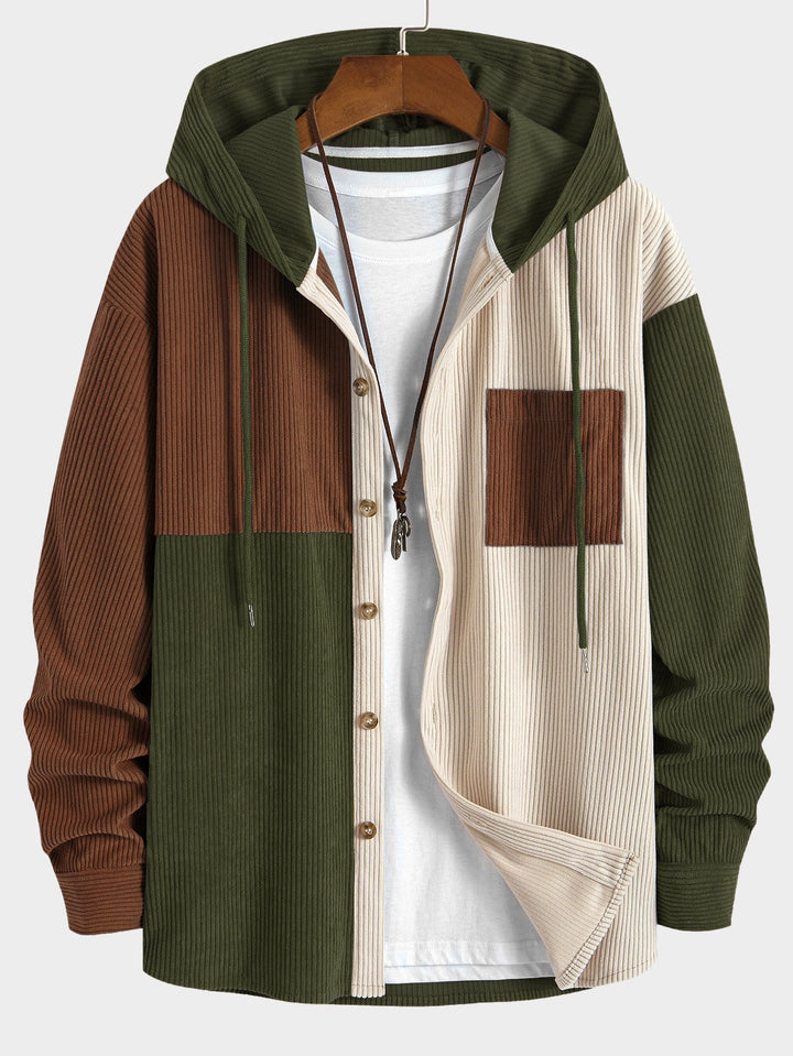 Elonzo – Colorblock Kapuzenpullover Aus Cord