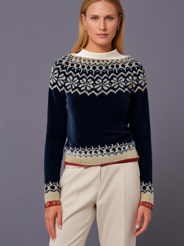 Nyra – Retro Isländischem Jacquard Pullover