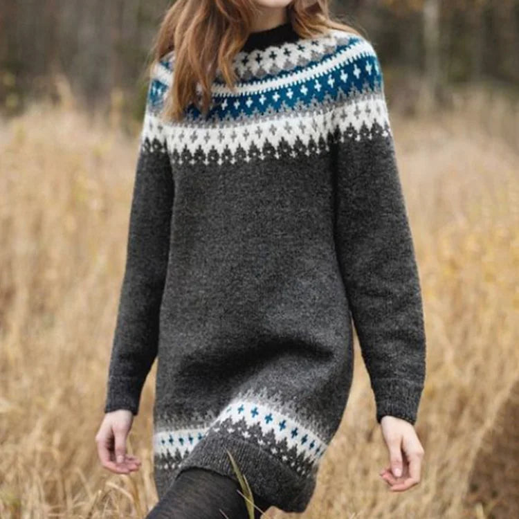 Albertina - Bedruckter Midi-PulLi mit Langen Ärmeln