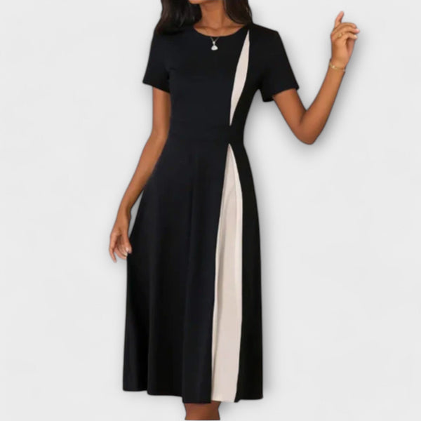 Elyse – Schwarz Weißes Midikleid