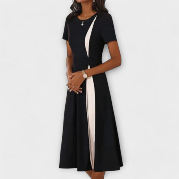 Elyse – Schwarz Weißes Midikleid