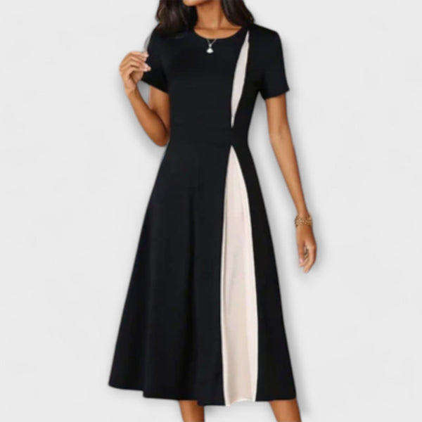Elyse – Schwarz Weißes Midikleid