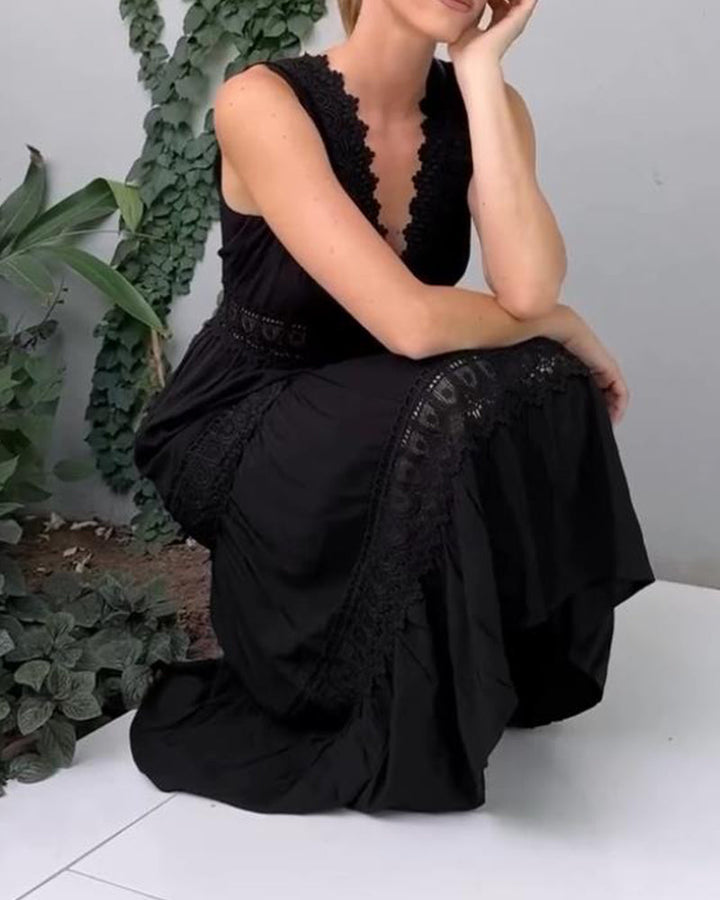 Papakosta – Elegantes ärmelloses Spitzen Kleid