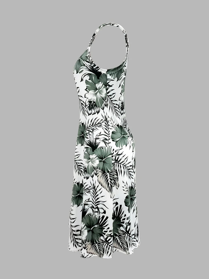 Elfi – Ärmelloses Kleid Mit Blattprint