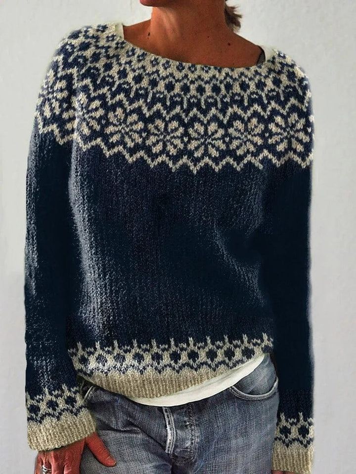 Nyra – Retro Isländischem Jacquard Pullover