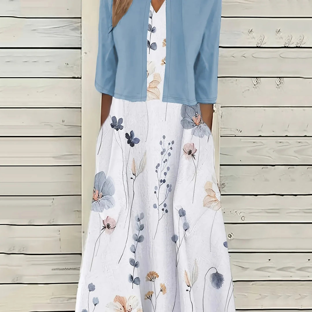 Elvina – Zweiteiliges Midi-Blumenkleid
