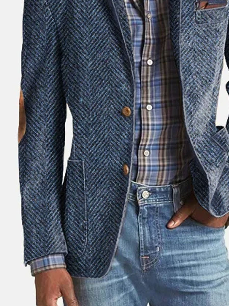 Elon - Lässiger Wildleder Blazer Mit Fischgrätenmuster