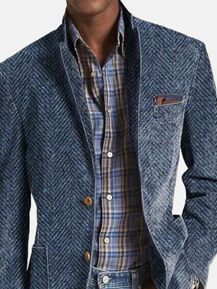 Elon - Lässiger Wildleder Blazer Mit Fischgrätenmuster