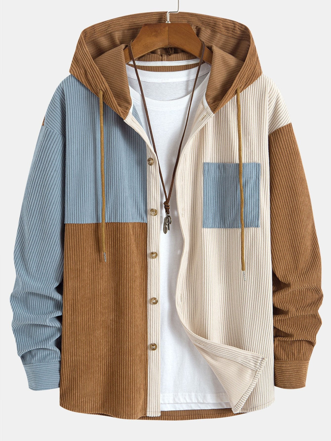 Elonzo – Colorblock Kapuzenpullover Aus Cord