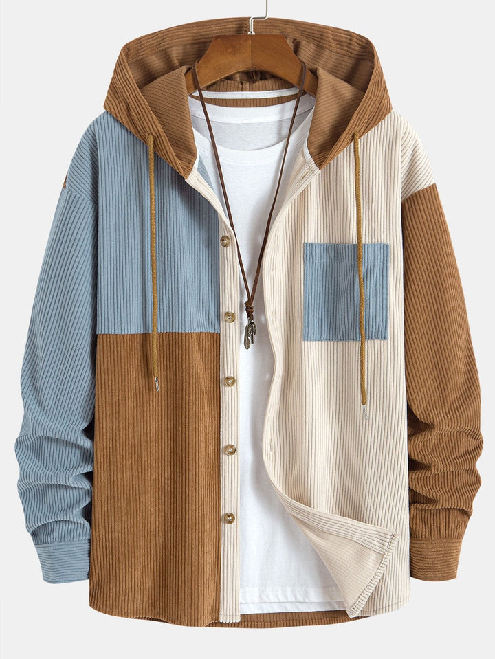 Elonzo – Colorblock Kapuzenpullover Aus Cord