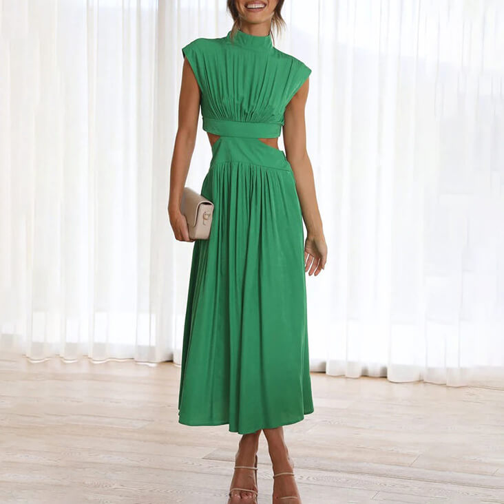 Emyllia - Elegantes Kleid Mit Hohem Ausschnitt