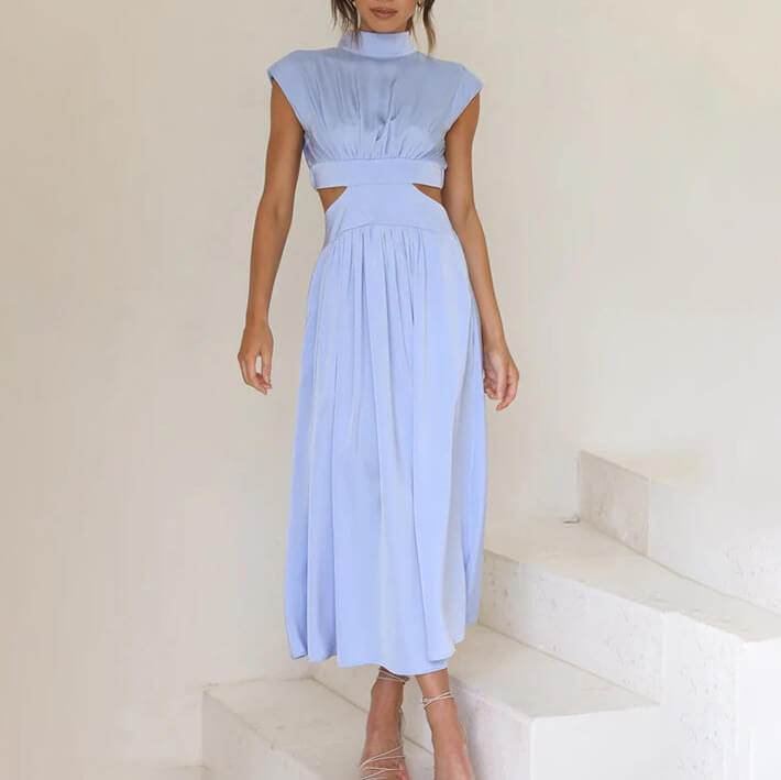 Emyllia - Elegantes Kleid Mit Hohem Ausschnitt