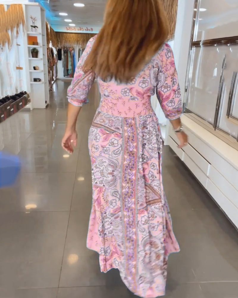 Taylor - Kleid mit 3/4-Ärmeln und V-Ausschnitt