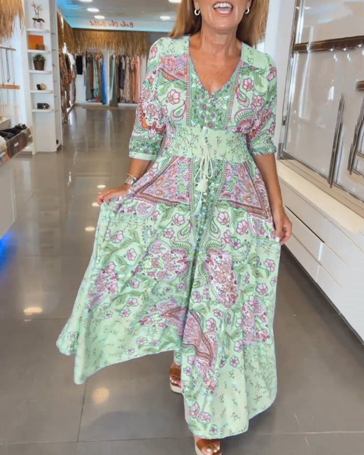 Taylor - Kleid mit 3/4-Ärmeln und V-Ausschnitt