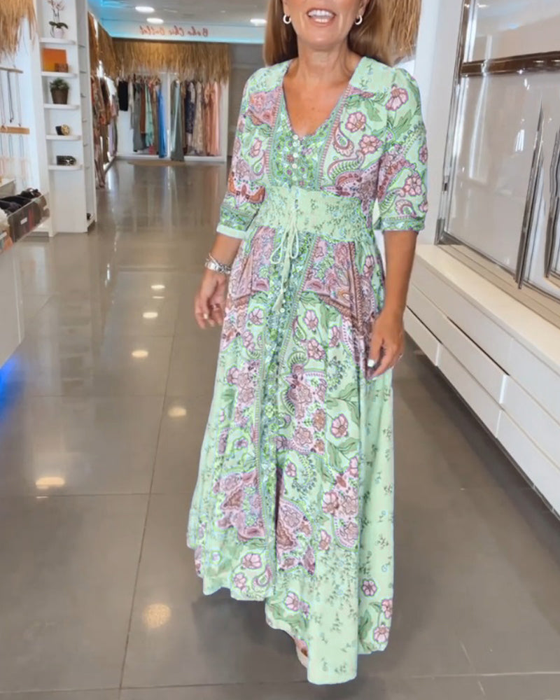 Taylor - Kleid mit 3/4-Ärmeln und V-Ausschnitt