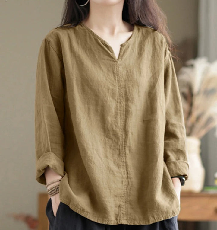 Maaike – V Ausschnitt Bluse aus Baumwolle