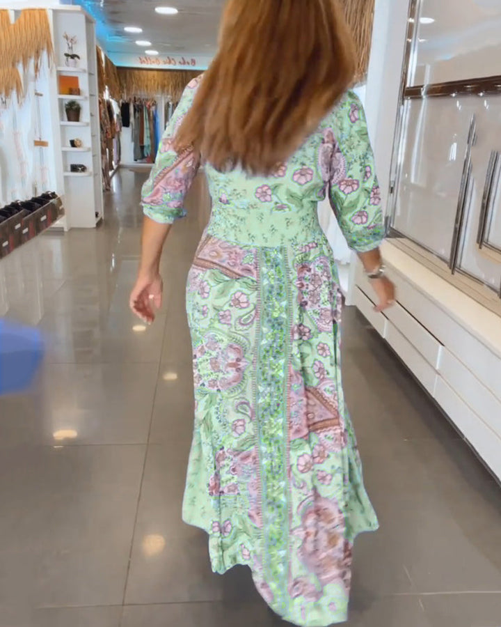 Taylor - Kleid mit 3/4-Ärmeln und V-Ausschnitt