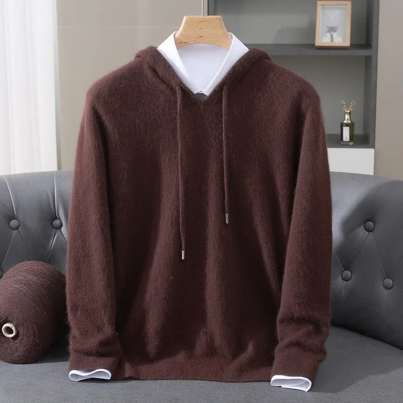 Fynch – Strick-Hoodie mit Kordelzug und Gerippten Bündchen