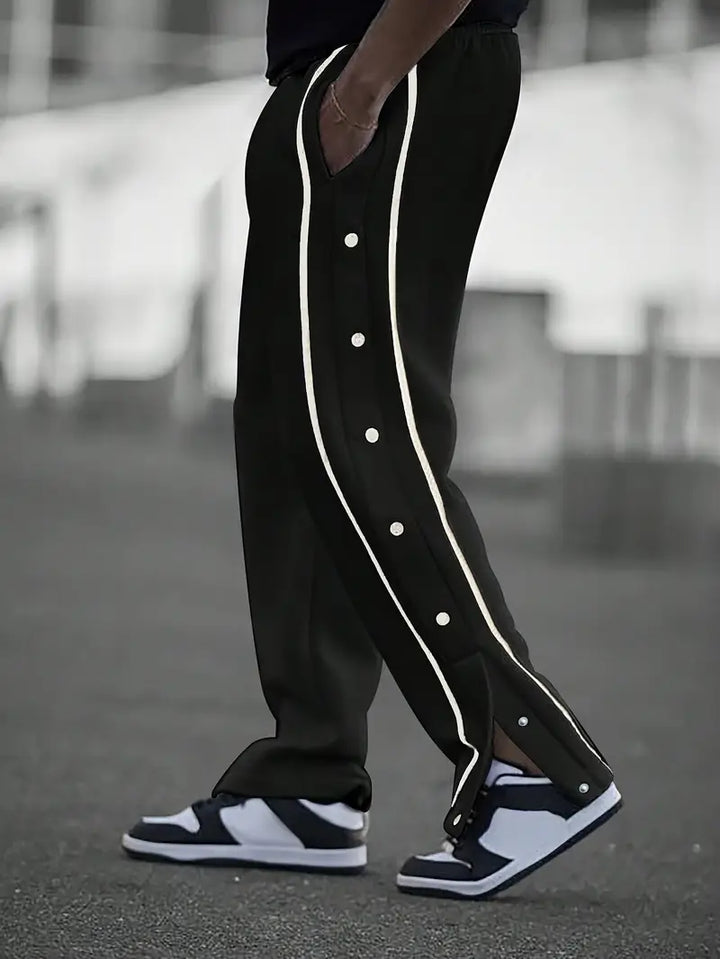 Mendis – Lässige Sport Hose Mit Geradem Bein Und Druckknopfverschluss