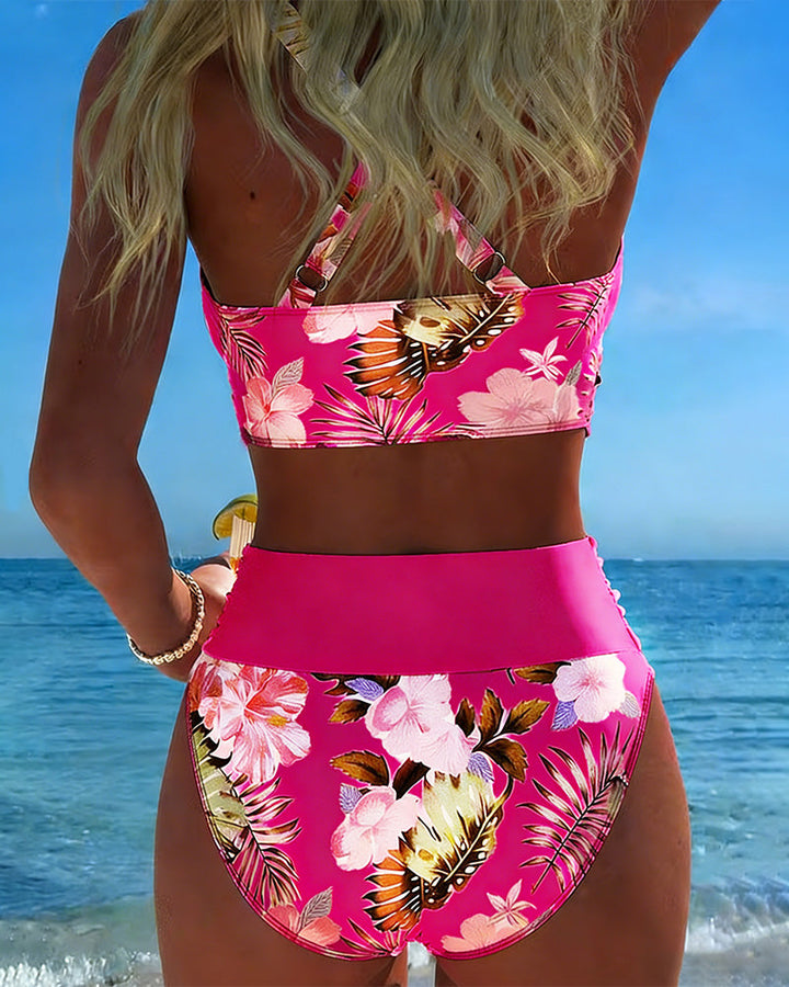 Hinari – Bikini Set Mit Blumenmuster Und Hoher Taille