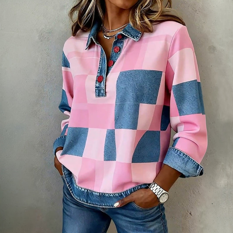 Marieke – Vintage Sweatshirt Mit Karomuster