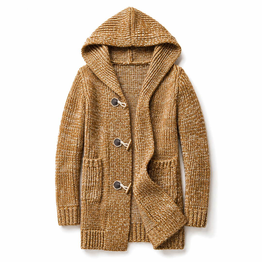 Lyndan – Langer Cardigan MIT Kapuze Und Knebelknöpfen