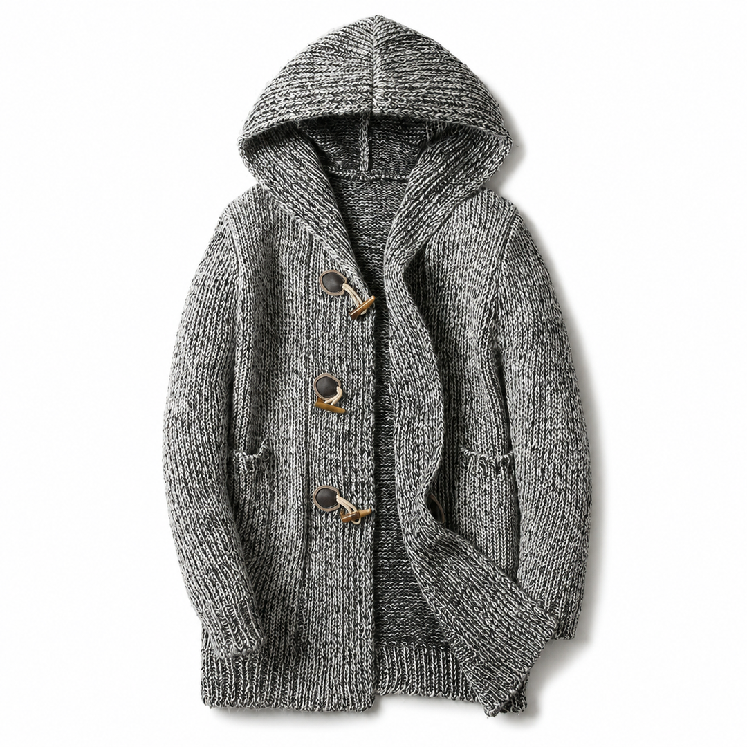 Lyndan – Langer Cardigan MIT Kapuze Und Knebelknöpfen