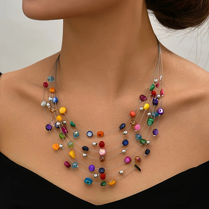 Mabelline – Elegante Halskette im Bohemian-Stil mit Mehrreihigen Perlen