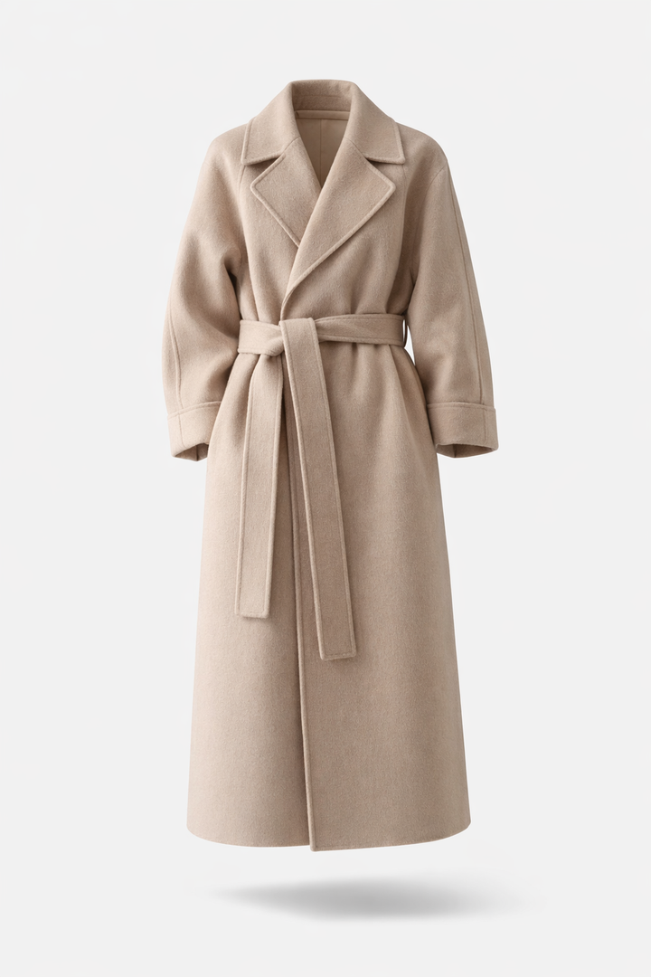 Shulamit - Eleganter Langarm Mantel Mit Gürtel