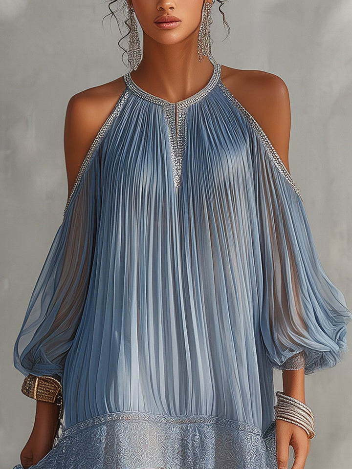 Viyana – Plissiertes Minikleid Mit Cold-Shoulder-Ausschnitt