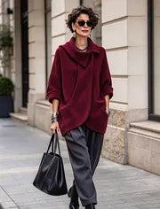 Lenneke – Oversize-Jacke mit Asymmetrischem Kragen und Taschen