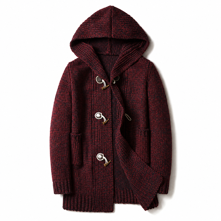 Lyndan – Langer Cardigan MIT Kapuze Und Knebelknöpfen
