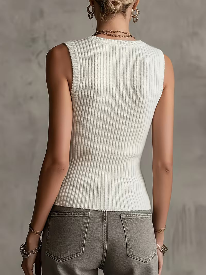 Sutchai – Ärmellose Weste mit Herz Jacquard Muster in Kontrastfarben