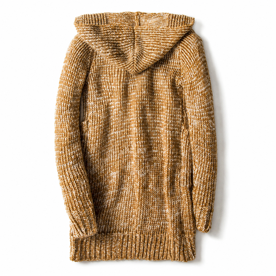 Lyndan – Langer Cardigan MIT Kapuze Und Knebelknöpfen