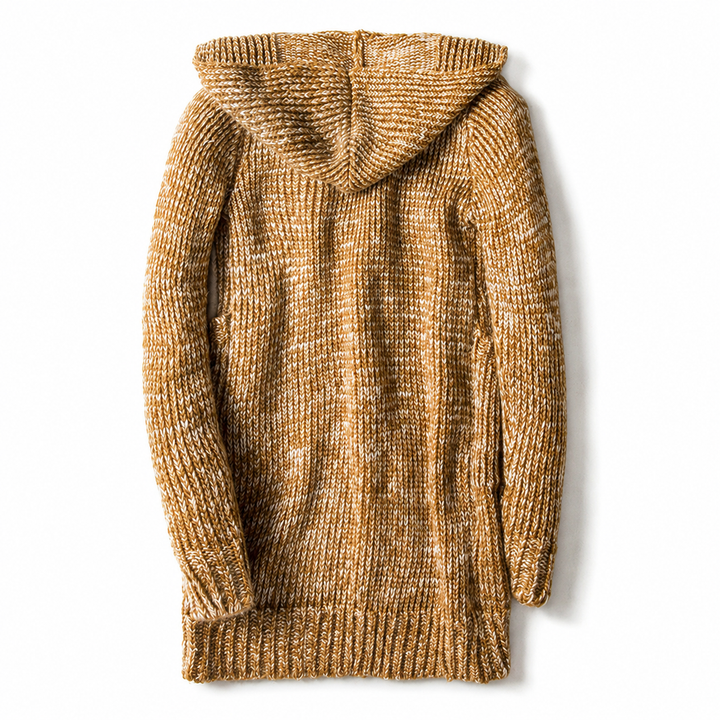 Lyndan – Langer Cardigan MIT Kapuze Und Knebelknöpfen