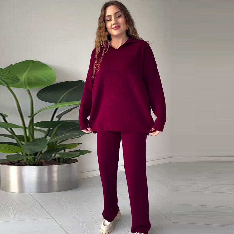 Alyana – Geripptes Gestricktes Zweiteiliges Lounge Set