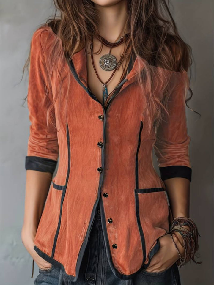 Yaara - Vintage-Kapuzen Jacke Mit langen Ärmeln