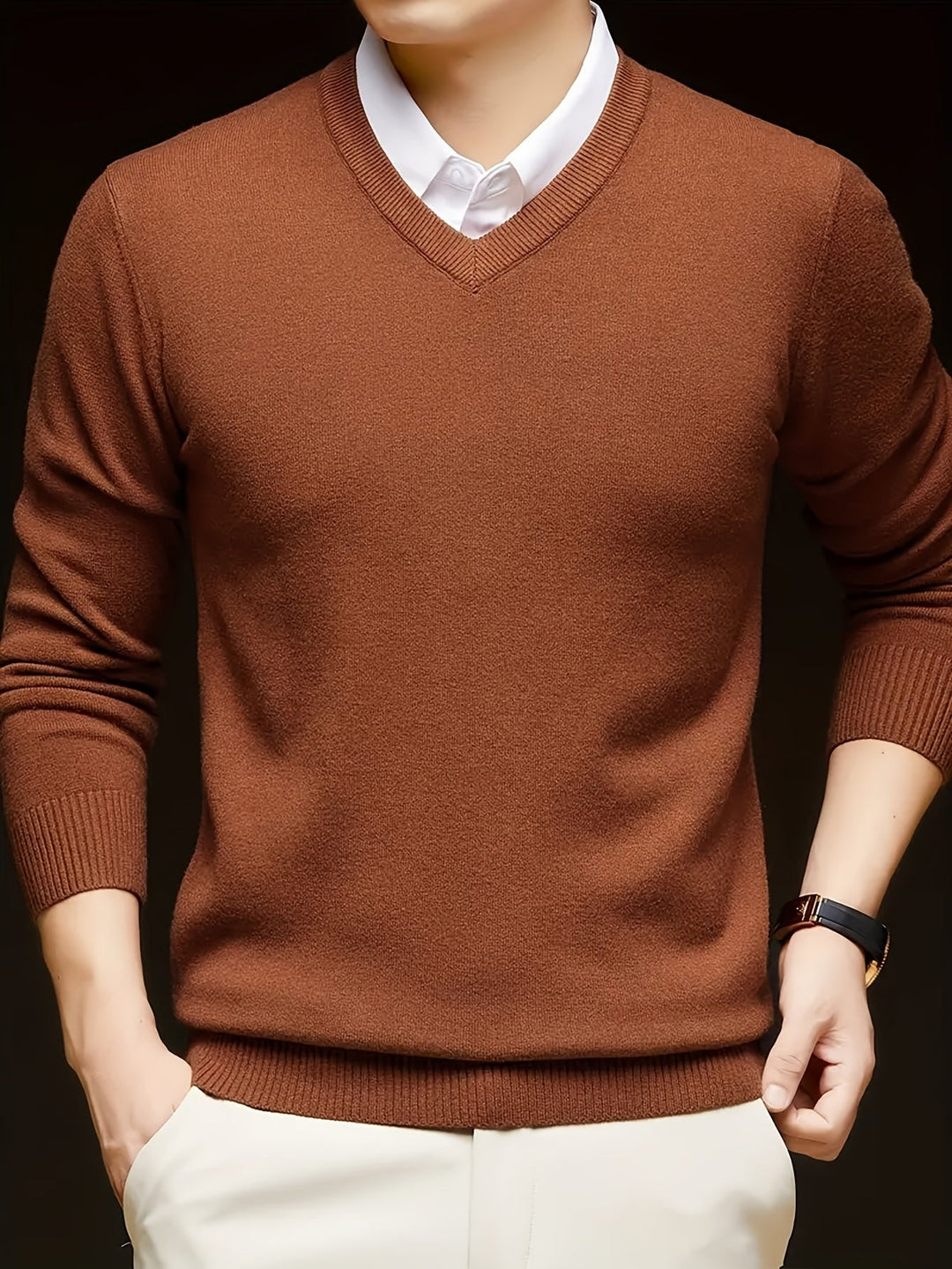 Dionysis – „Cross Border“ Strickpullover mit V-Ausschnitt
