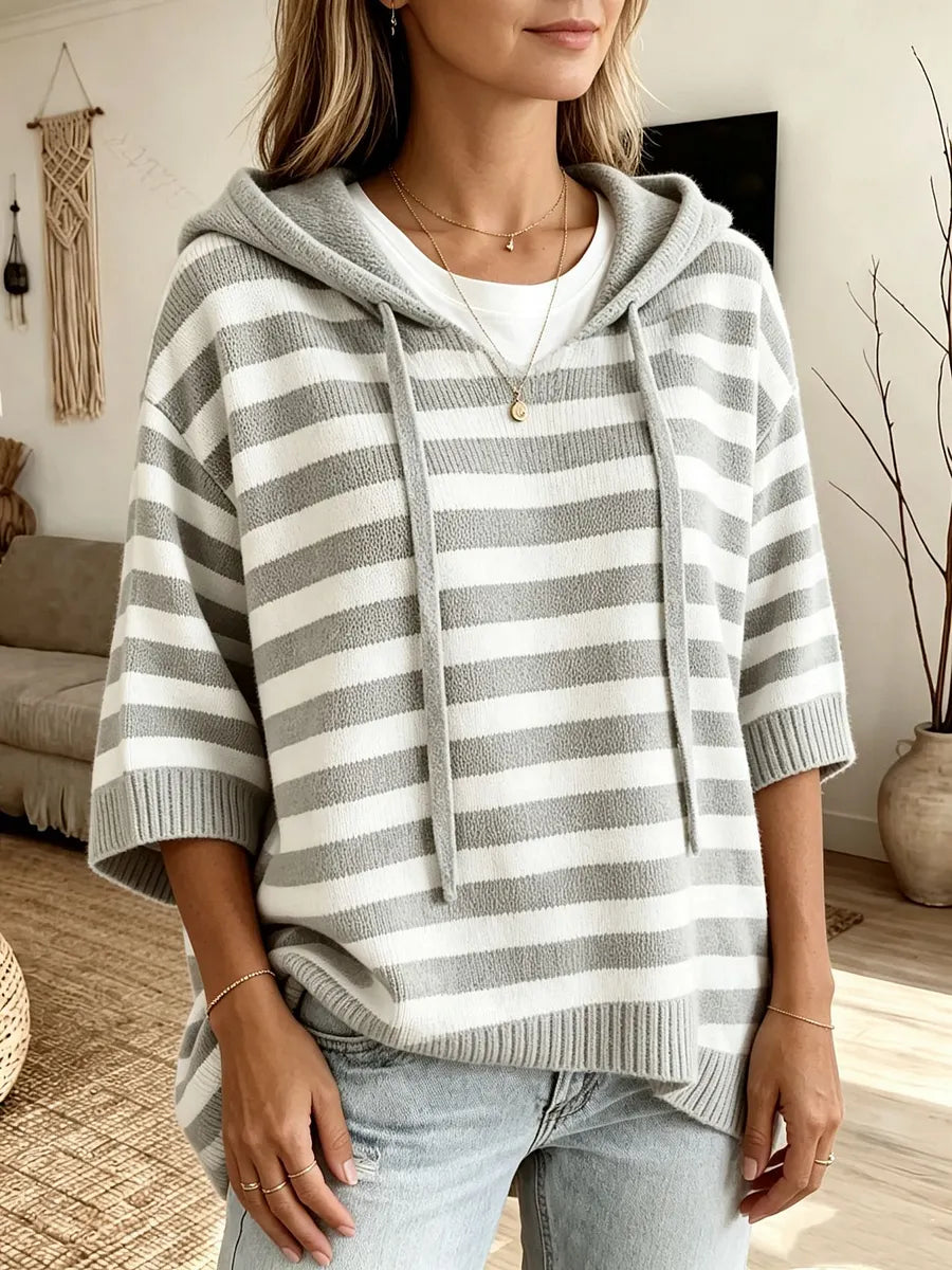 Kiera – Übergröße Kapuzenpullover Mit Streifenmuster