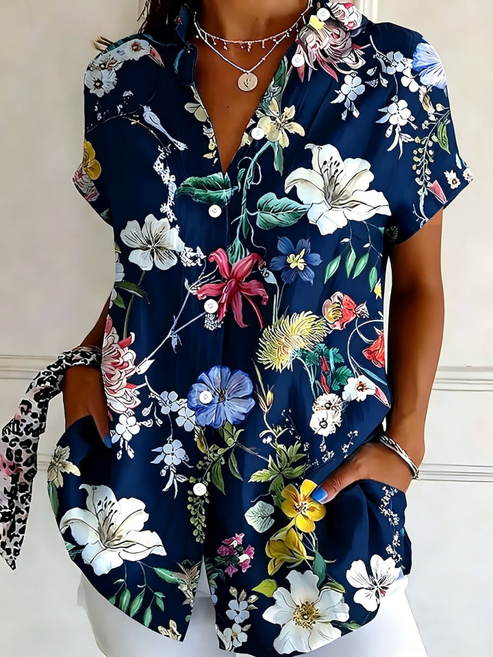 Nabilah - Lässiges Kurzarm Oberteil Mit Blumenmuster