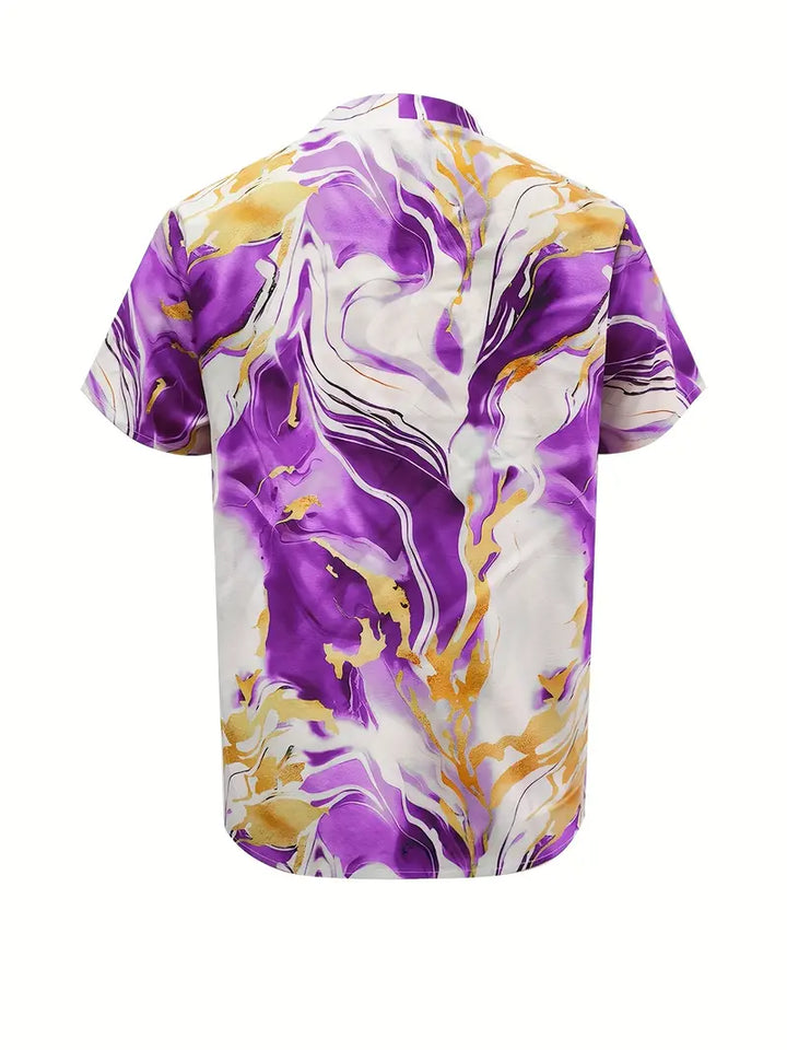 Maroula - Elegantes Hemd Mit Marmorprint Und Kurzen Ärmeln