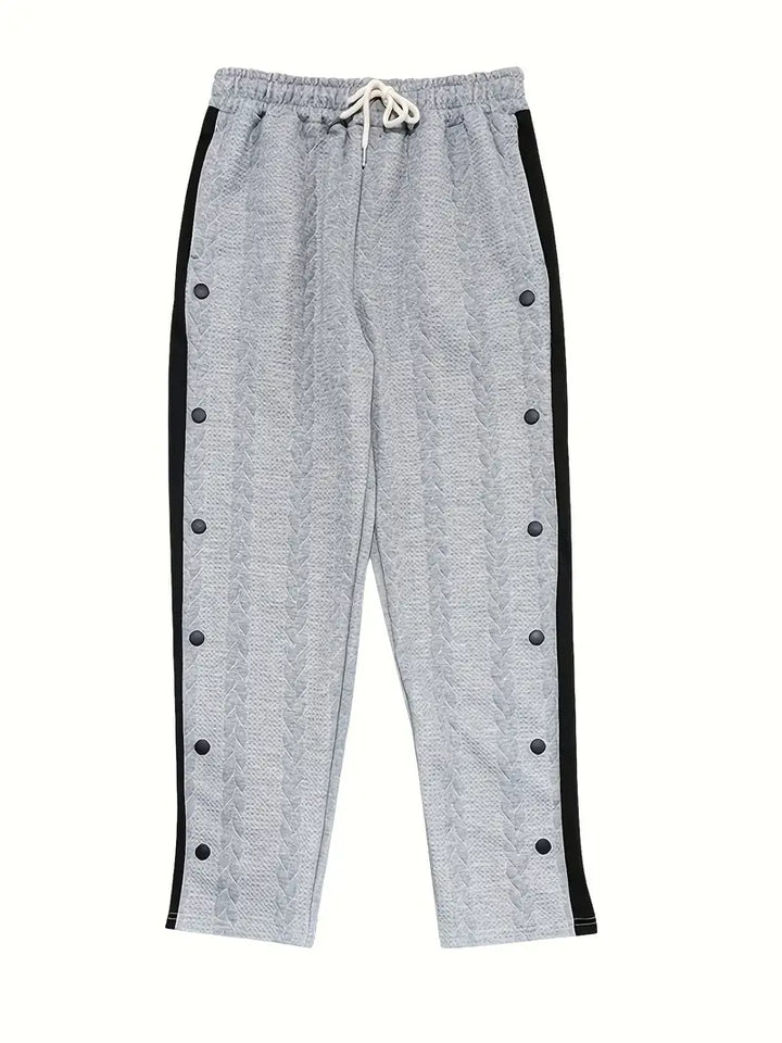 Jonass – Gestrickte Hose Mit Weitem Bein Und Seitlichen Knöpfen